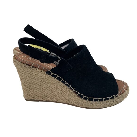 TOMS Monica Espadrille Black Wedge Sandals Womens Size 7.5 - Picture 2 of 13